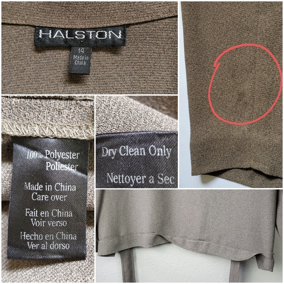 Halston Tie Wrap Kimono Style Button Cardigan Jacket Shacket Top Blouse 14 - Picture 8 of 8